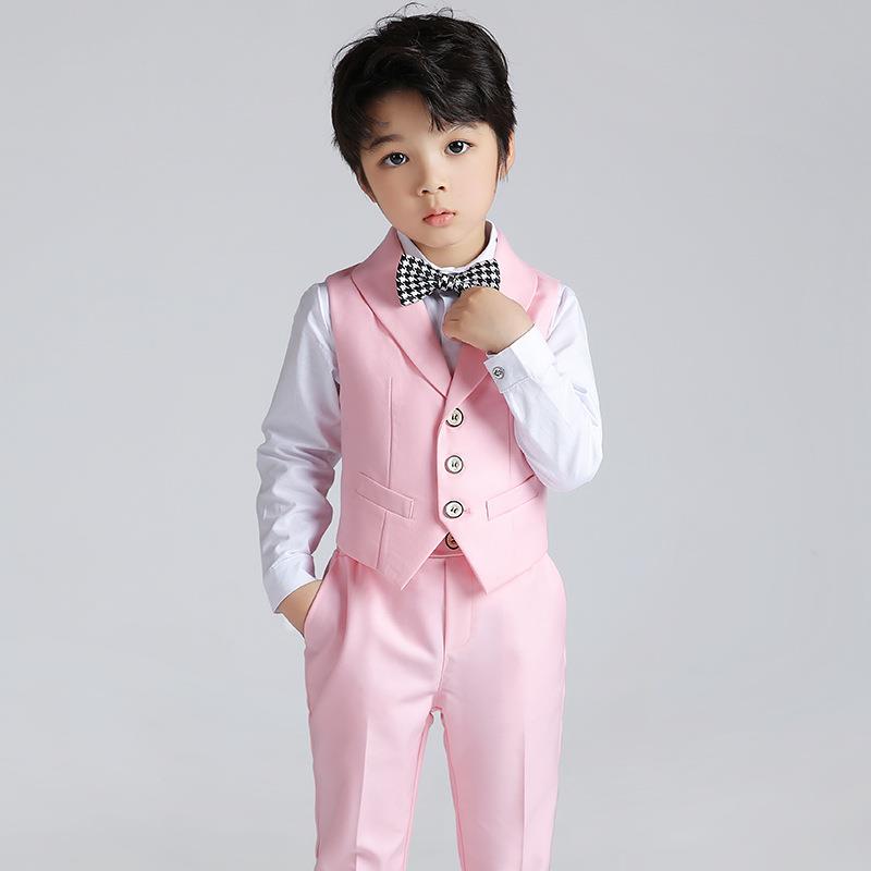 儿童西装礼服夏款英伦短袖马甲套装男童主持演讲钢琴走秀演出服