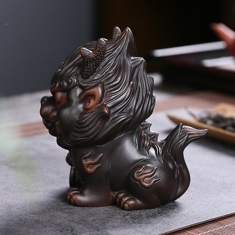 高摆档紫陶茶宠招财麒麟创意精品紫茶砂摆PYJ件件台茶具配件