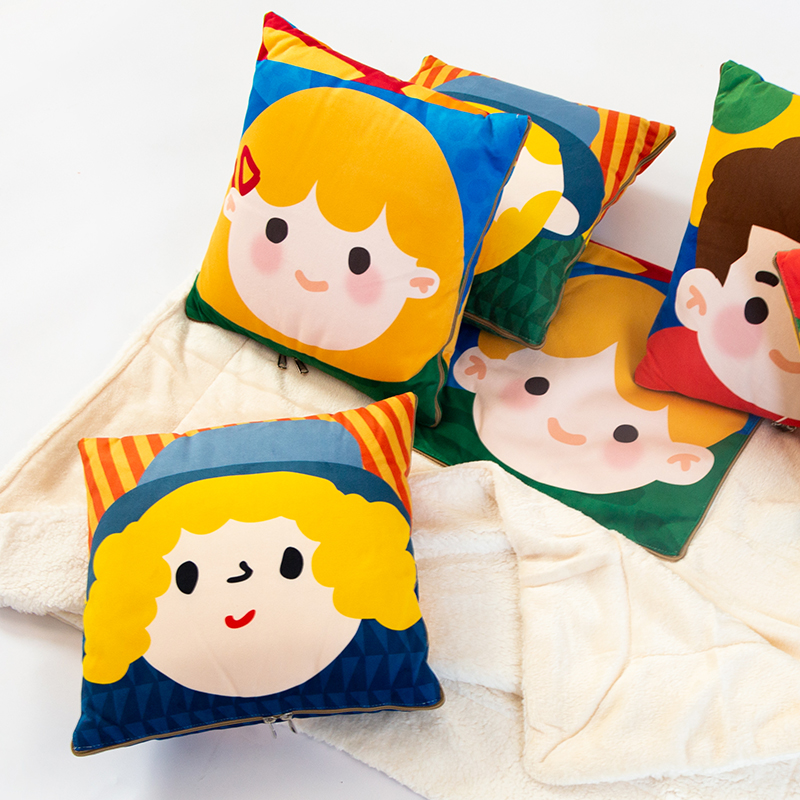 车载两用抱枕毯儿童节卡通抱枕被办公室夏凉空调被二合一午睡折叠