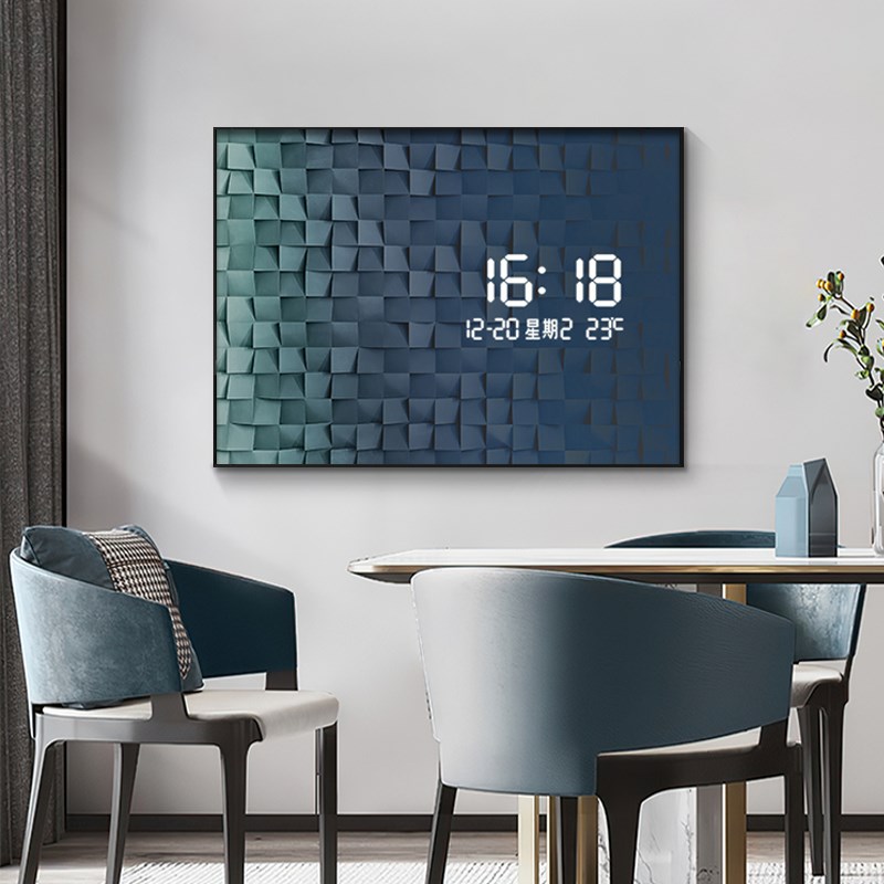 渐变方块电表箱装饰画钟表挂钟客餐厅遮挡配电箱电闸盒挂画数显屏