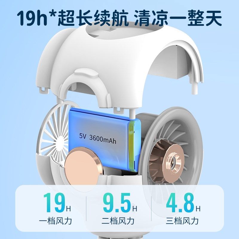 婴儿车小风扇八爪鱼宝宝手推车无叶儿童吹辅食驱蚊充电迷你多功能