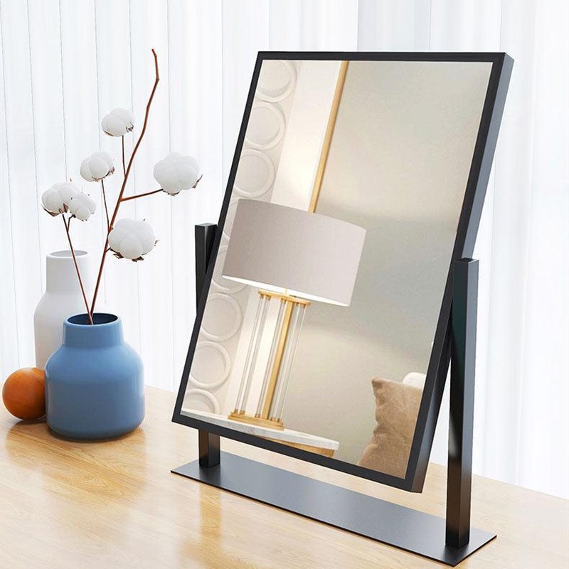 方形化妆镜台式桌面梳妆镜镜子折叠宿舍学生美妆镜双面可翻转调节