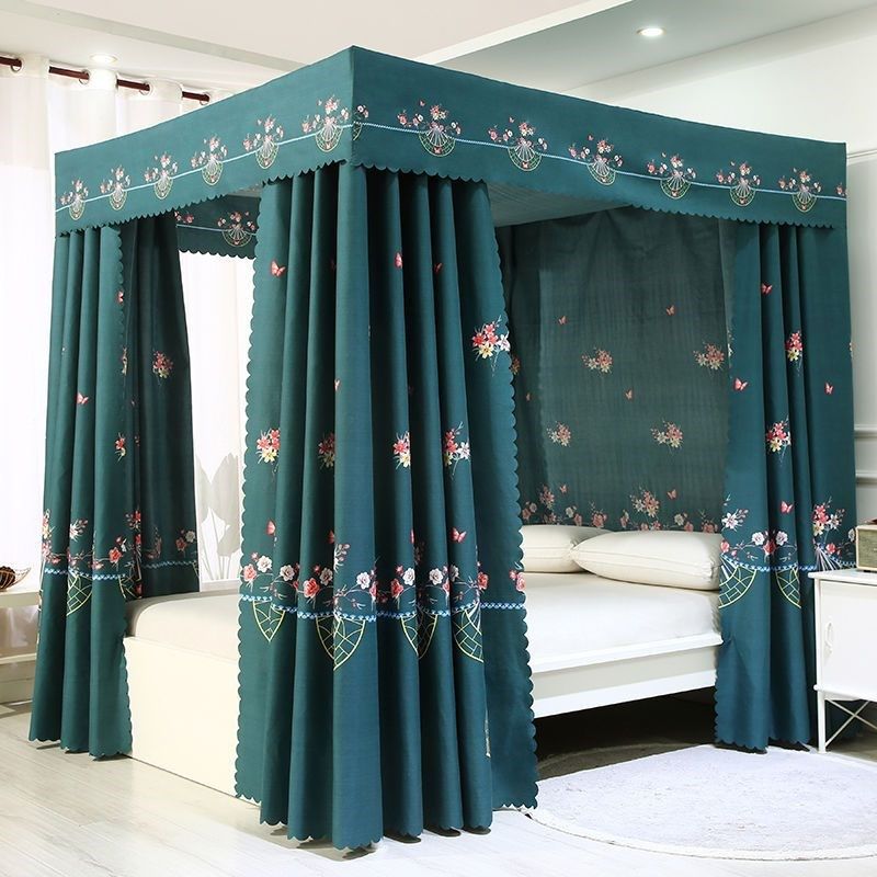 家用床帘防尘顶防风遮光布卧室单双人床幔1.5m蚊帐欧式1.8米床2.0