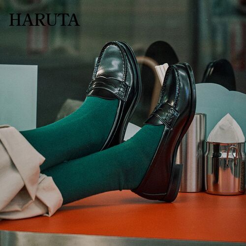 Haruta4514m日系学生百搭低跟英伦小皮鞋女jk制服鞋森系天使乐福