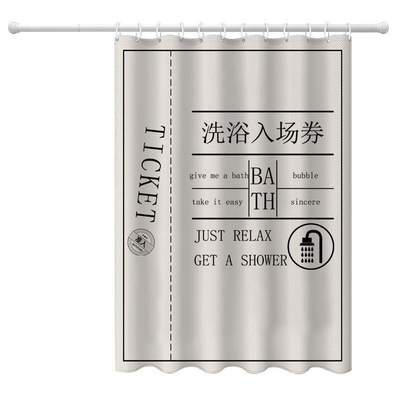 简约浴帘套装免打孔卫生间洗澡挡水隔断挂帘浴室防水浴布加厚防霉