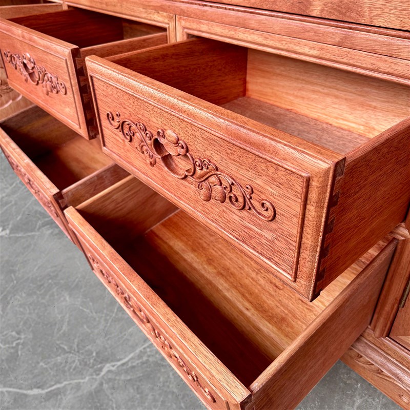 新中式菠萝格木衣柜金花梨木卧室原木家用二三四五六门大衣柜