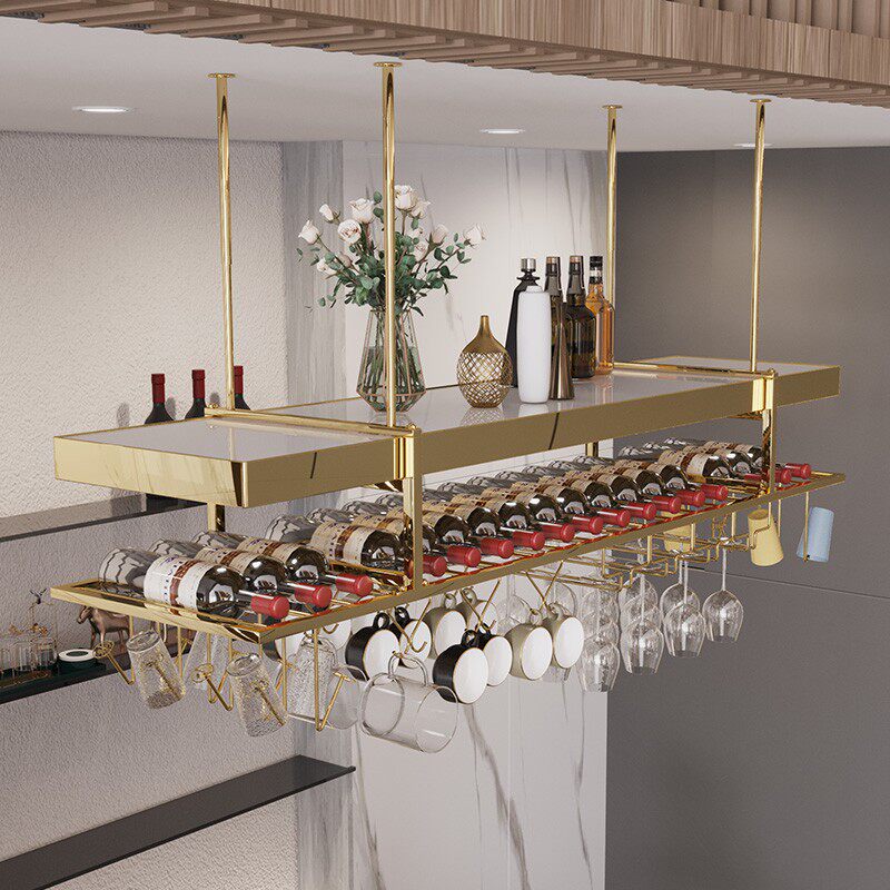 吧台红酒杯架倒挂酒吧酒杯架悬挂不锈钢吊架 Mled灯光高脚杯架家