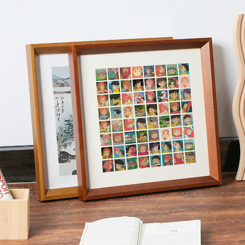 正方形实木装裱画框挂墙简约33厘米38cm50相框防潮背板横竖可用60