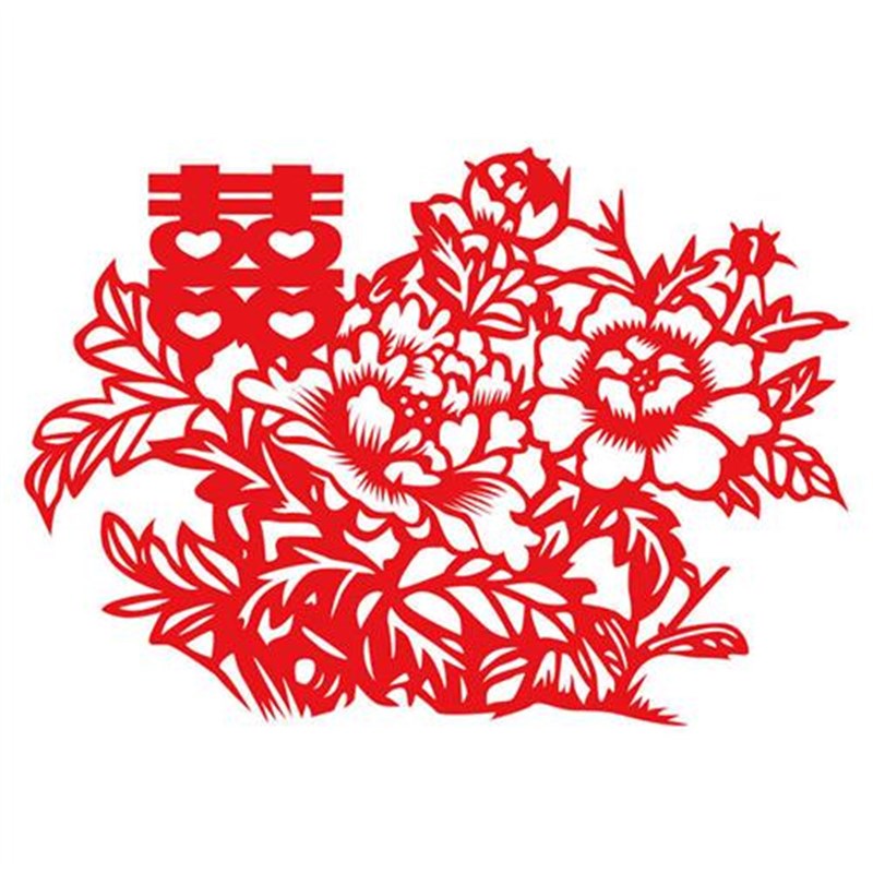 结婚用品绒布喜字窗花贴纸横图传统婚房装饰布置剪纸镂空立体喜字