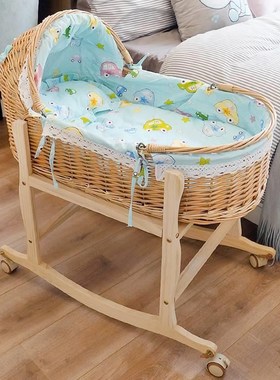 藤编婴儿实摇篮床生儿外出便携抚手53502提篮车载新安睡篮宝宝床