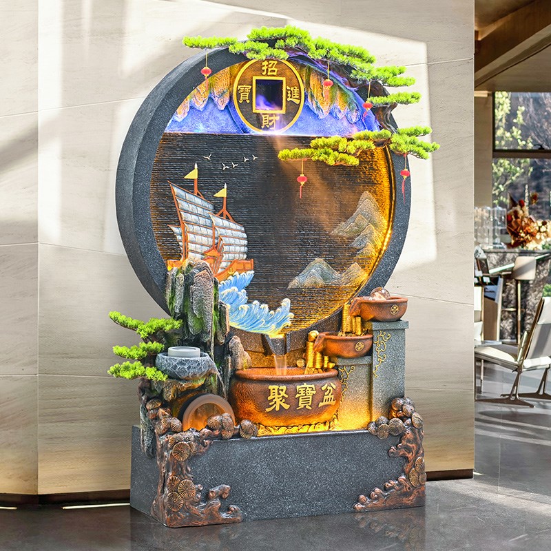 中式假山流水喷泉摆件客厅水幕墙屏风招财景观循环水庭院花园造景