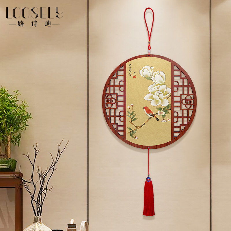 新中式花鸟国画新年中国结大挂件客厅玄关装饰画餐厅书房吉祥挂饰