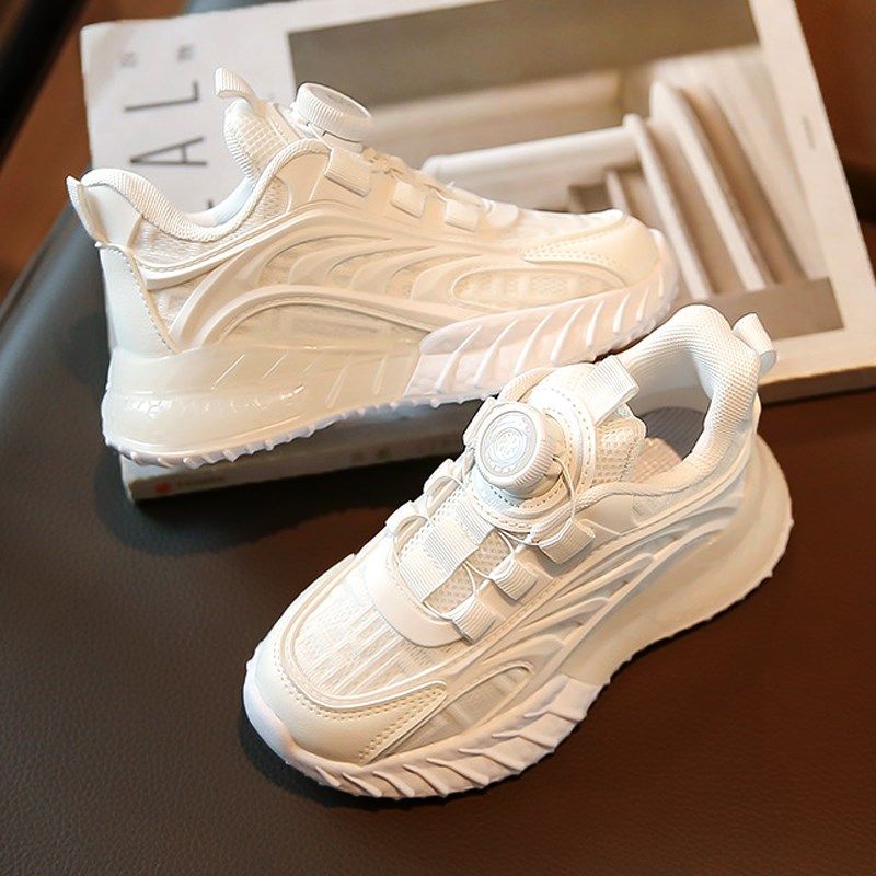 不系鞋带男童小白鞋夏季透气网面儿童校园表演运动扭扭鞋男孩鞋子