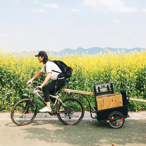 自行车后挂式拖车 露营载物与亲子H共乘单车多功能牵引式挂车