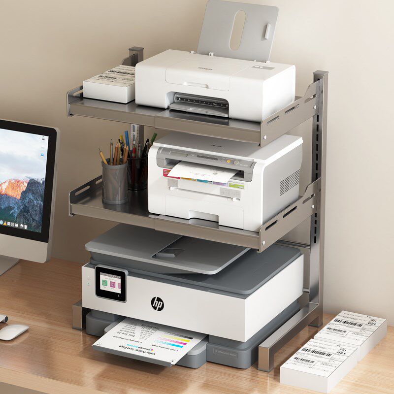 可伸缩打印机架子办公室文件快递单机子收纳桌面复印机加高置物架