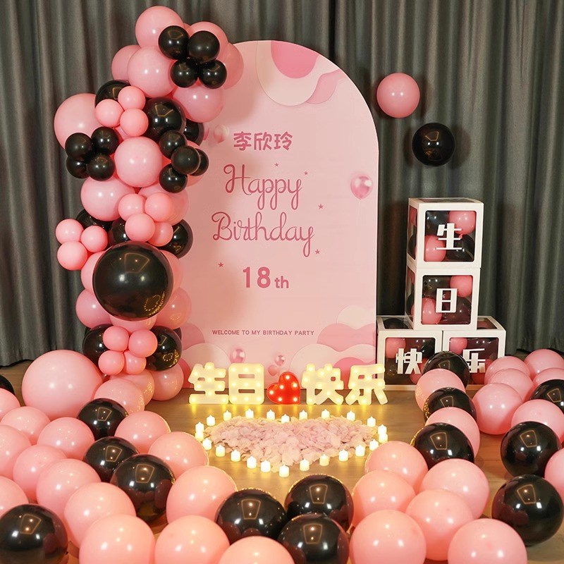 七夕网红生日老公老婆18岁成人礼气球室内背景墙kt板装Y饰场景布