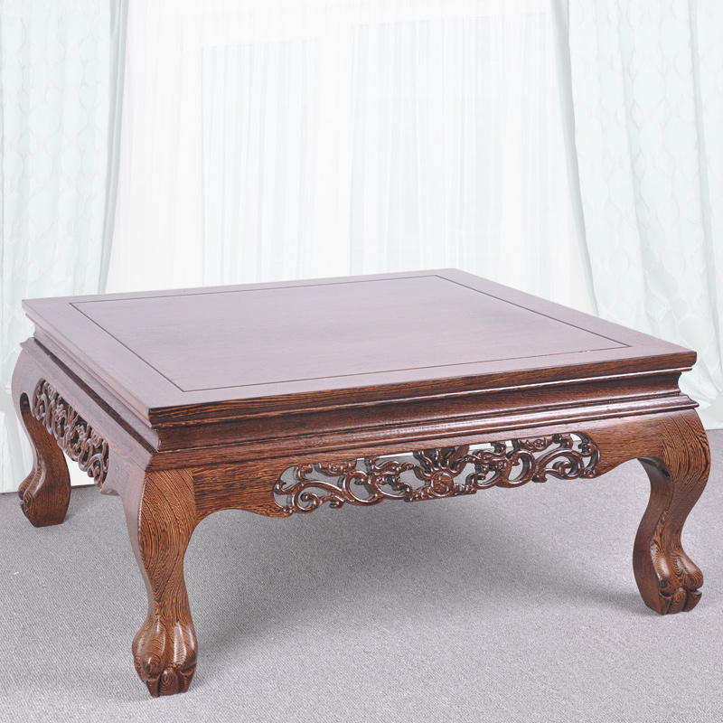 红木原木小茶桌鸡翅木雕花飘窗桌中式榻榻米茶几炕桌实木炕几矮桌