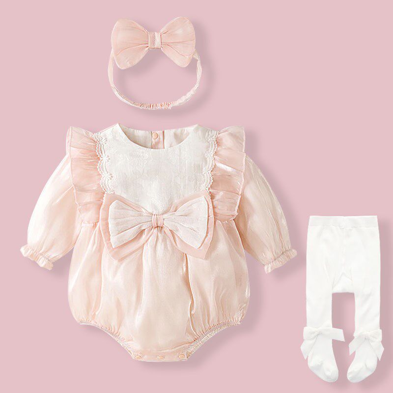 婴儿包屁衣春秋季女宝宝洋气可爱超萌公主哈衣新生儿满月百天服