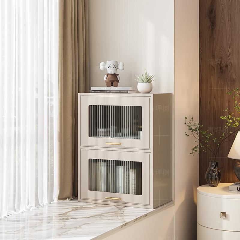 飘窗收纳置物柜阳台杂物柜窗台储物柜实木上翻柜柜子定制简约立柜