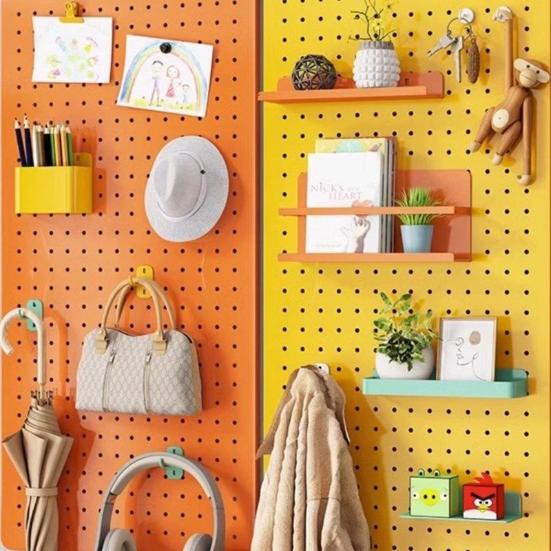 墙上洞洞板免打孔玄关置物架金属书桌桌面隔板墙面配件展示收纳架
