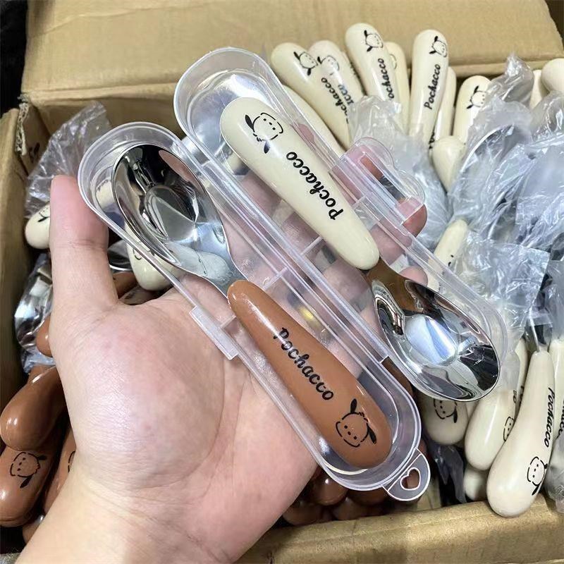 卡通帕恰狗元宝勺儿童宝宝学吃饭训练勺子不锈钢辅食勺自主进食