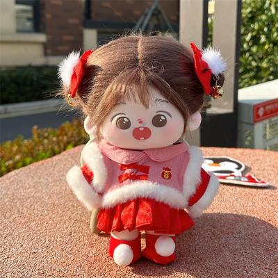 新年娃衣20cm棉花娃娃红色中式汉服套装20厘米明星公仔拜年服女娃