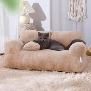 猫窝可拆洗沙发床冬季 宠物窝 保暖大号宠物睡垫四季 通用舒适靠背式