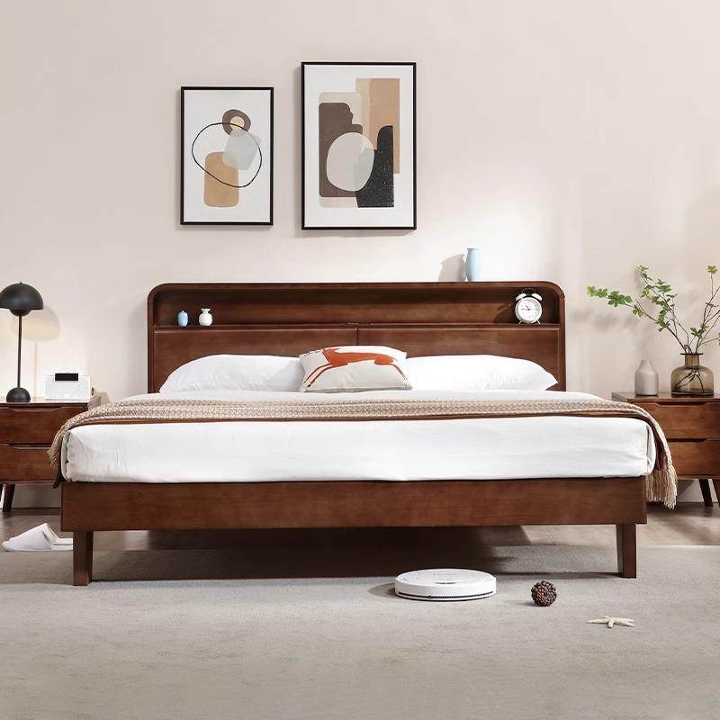 实木床1米8现代简约北欧单人床出租房用1米5原木床家用主卧双人床