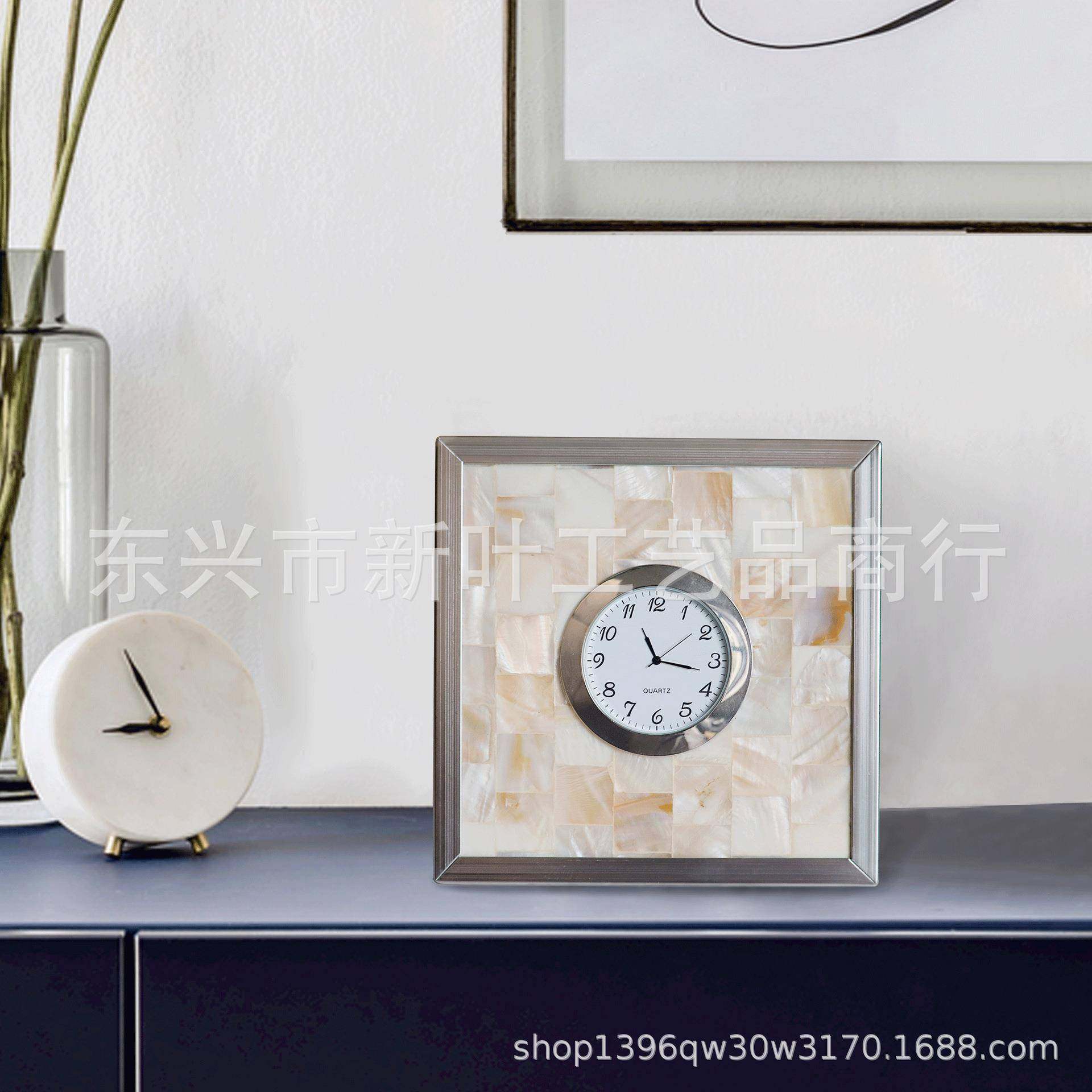 贝壳桌面座钟创意客厅摆放家用台钟轻奢摆件卧室摆钟台式钟表时钟