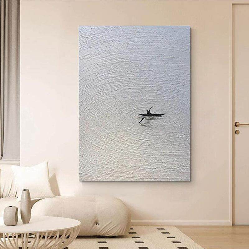 纯手绘油画一叶扁舟客厅装饰画极简玄关肌理画抽象简约手工挂画,机械设备,其他机械设备,淘宝优惠券,粉丝福利购,淘宝优惠卷