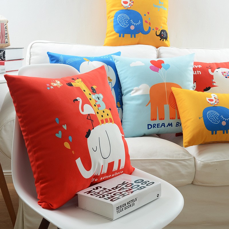 卡通ins抱枕双面短毛绒抱枕可爱公仔动物沙发靠垫汽车载腰靠枕套