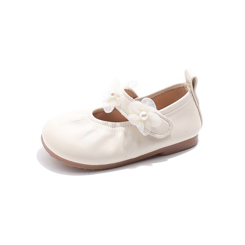 女宝宝小皮鞋2025春秋新款婴幼儿甜美花朵浅口单鞋软底公主豆豆鞋
