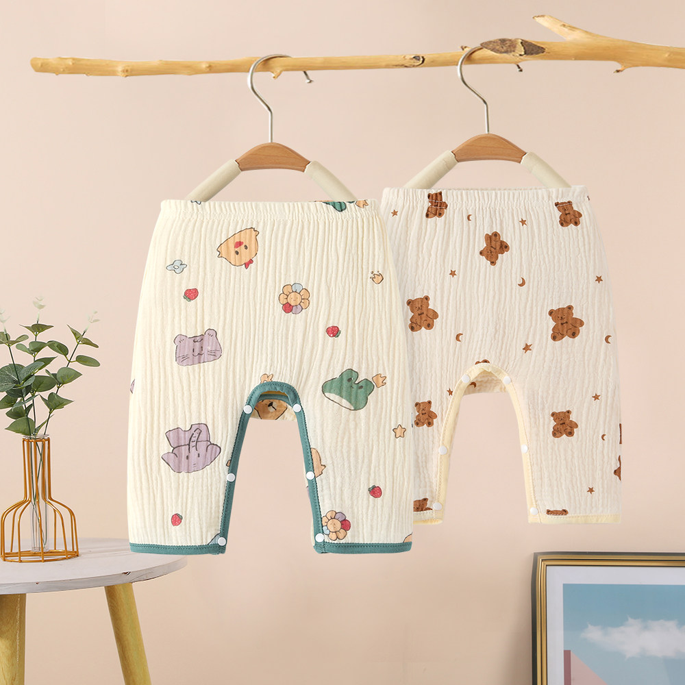 婴儿大屁屁裤夏季薄款尿布裤纱布纯棉男童按扣裆女宝宝七分裤超萌,童装/婴儿装/亲子装,裤子,淘宝优惠券,粉丝福利购,淘宝优惠卷