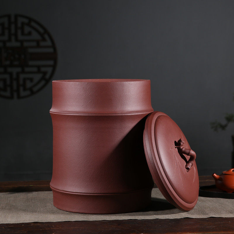 紫砂茶叶罐大号12饼普洱散茶缸宜兴手工原矿大码存茶储茶醒茶陶罐