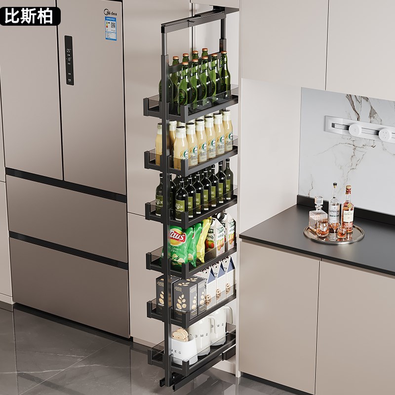 高柜大怪物拉篮厨房橱柜高深w极窄拉篮立式多层零食收纳阻尼抽屉