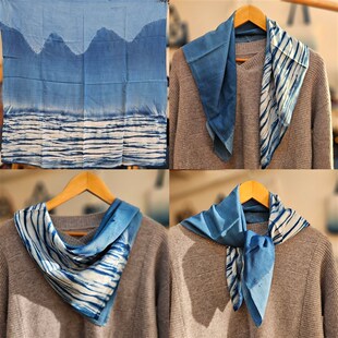 手工扎染方巾围巾茶巾文艺风戴在身上的苍山洱海柔软亲肤送礼非遗