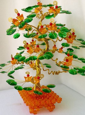 手工串珠发财树开业礼品招财饰品摇钱树工艺品客厅办公室摆件成品