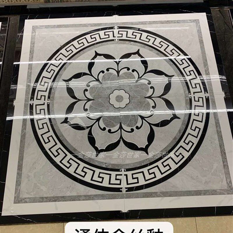 入户门拼花地砖客厅玄关大理石瓷砖欧式拼花图案微晶石地毯花造型