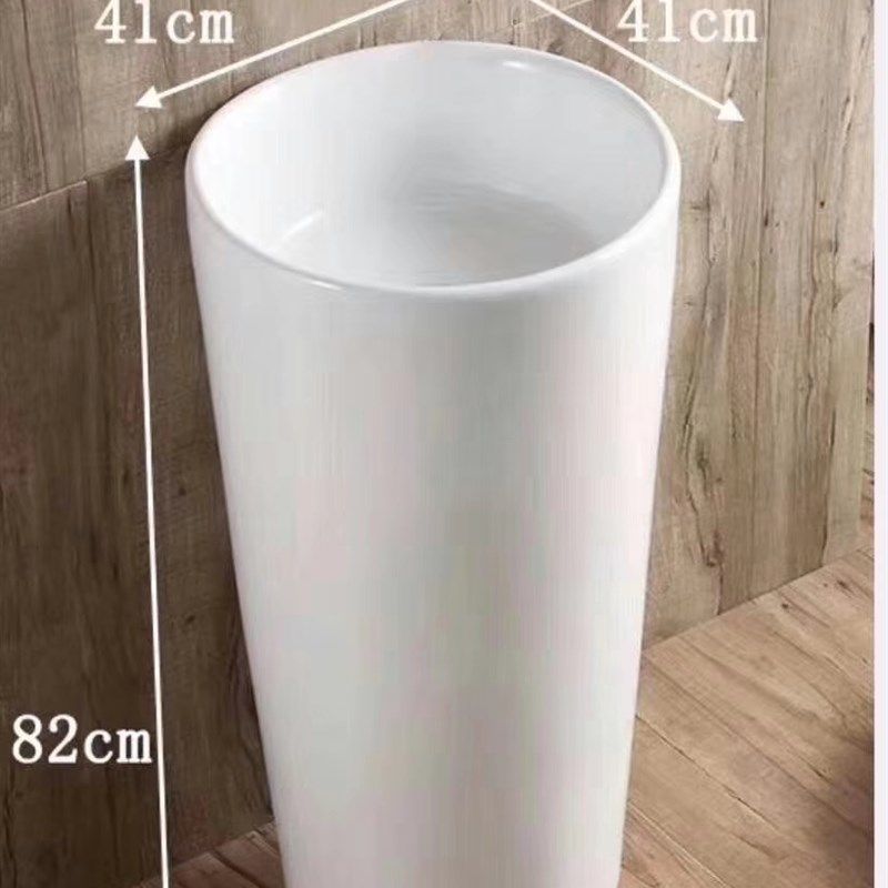 小户型圆柱一体连体陶瓷立柱盆洗手盆洗脸盆连体盆智洁釉大圆柱