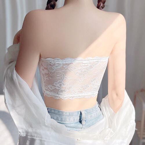 白色蕾丝抹胸内衣防走光遮胸一片式打底内搭无肩带裹胸女夏季薄款