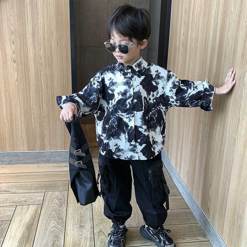 男童春秋款套装酷帅儿童马甲衬衫三件套时尚男孩街舞潮服2024秋装