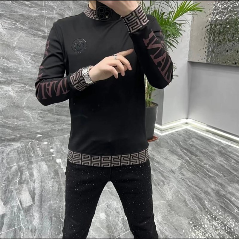 【现货】a3933男士秋冬季打底衫欧货潮流小衫半高领丝光棉秋装长