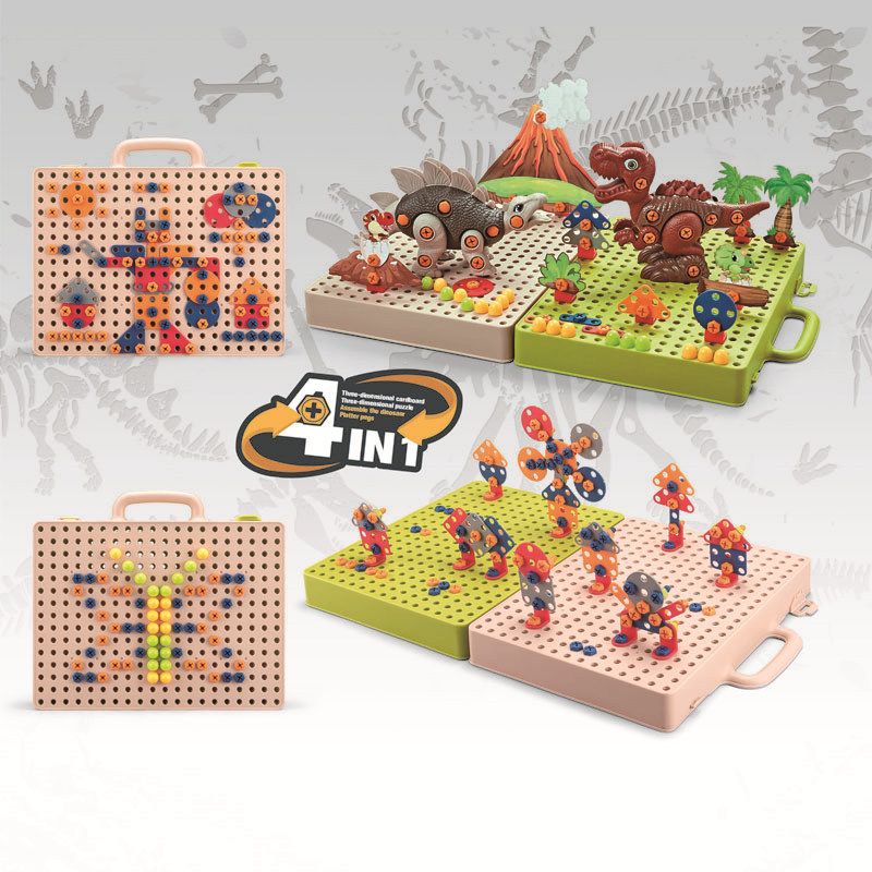 儿童拧螺丝组装玩具套装电钻工具箱宝宝益智动手拼装螺母拆卸恐龙