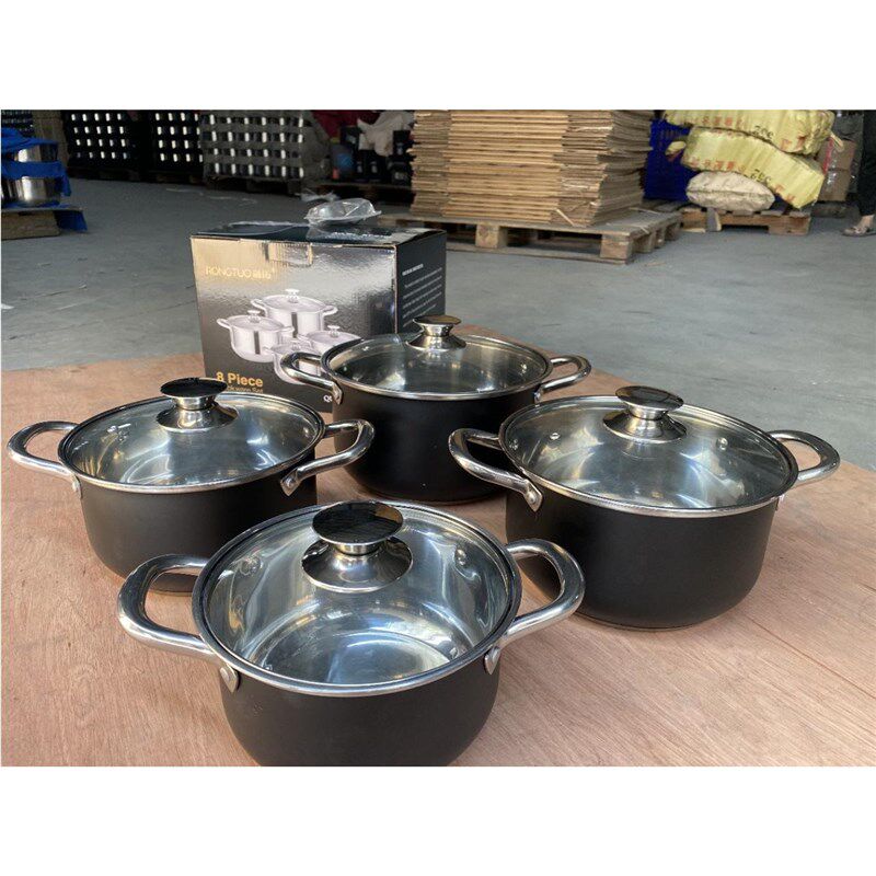 新款直身锅套装 不锈钢v锅具4件套 potS 汤锅四件套