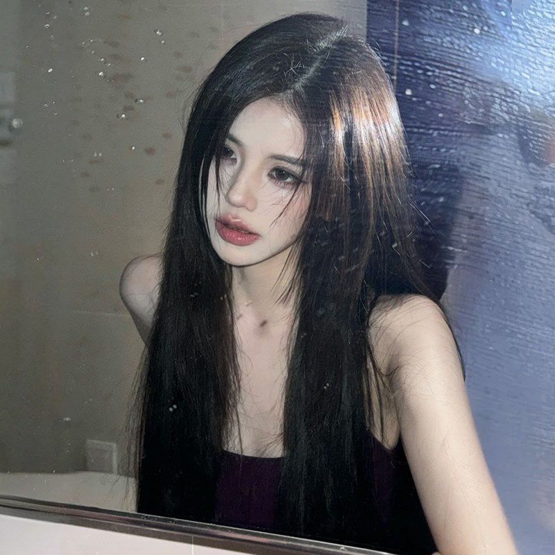 假发女长发日常中分m浏海黑色长直发假发套自然蓬松彷全真发全头
