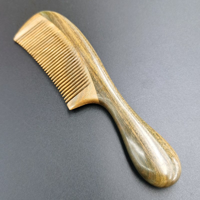 俏丫头天然加大号绿檀木梳子檀香木梳无静电长发刻字老婆家用女士