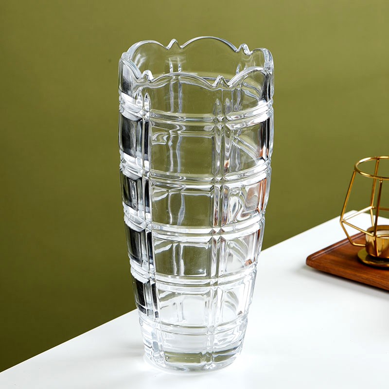 大号水晶玻璃石纹花瓶时尚现代简约插花容器客厅装饰品富贵竹花瓶