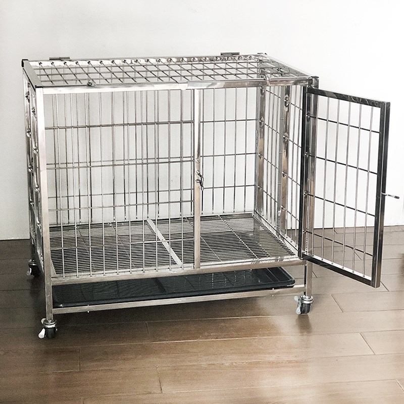 折叠宠物笼子不锈钢小型犬中型犬泰迪贵宾法斗柯基边牧狗实心耐咬