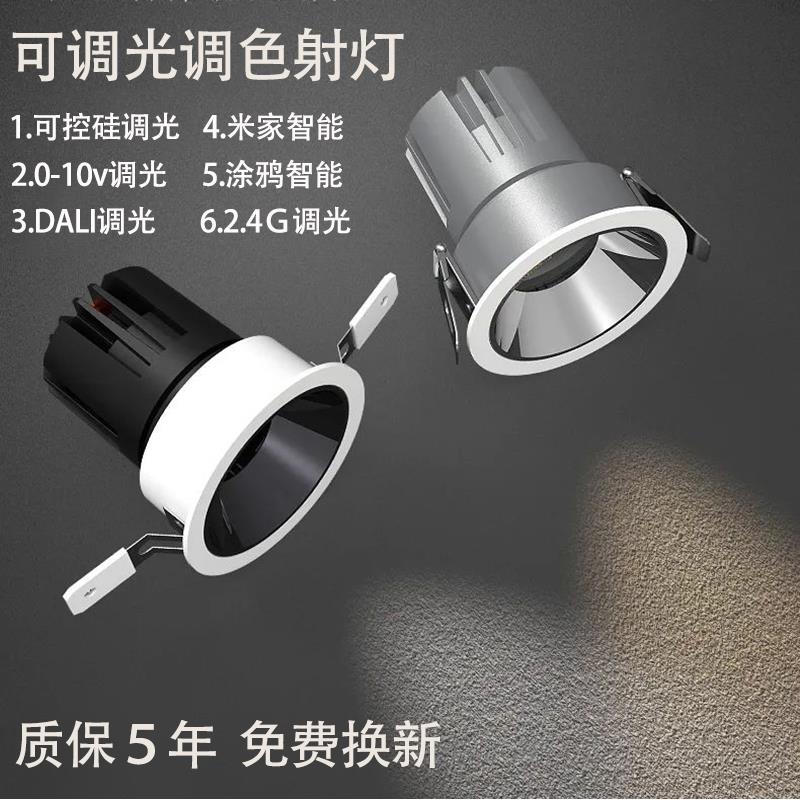 客厅家用防眩射灯嵌入式0-10V/dali调光色温天花背景洗墙孔灯12ｗ