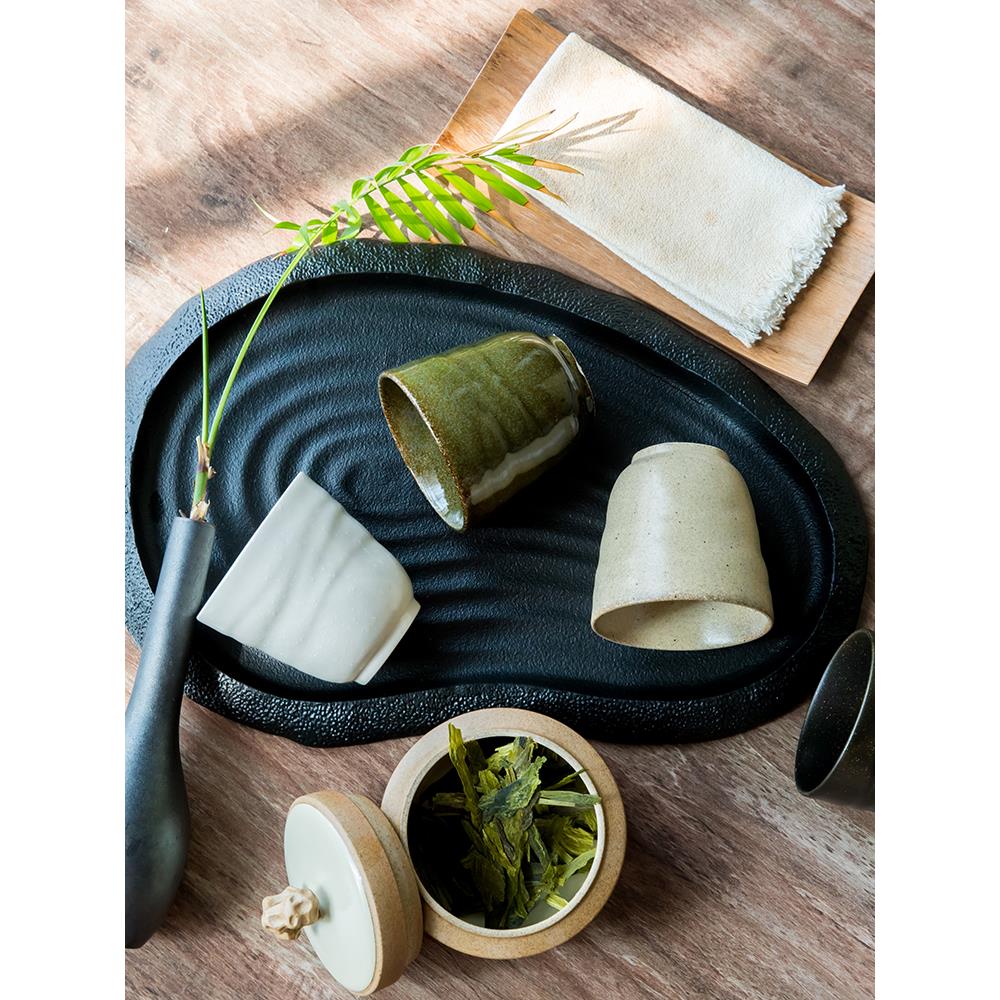 K-UNING 日本进口日式茶杯粗陶雪花釉汤吞复古和风水杯功夫茶具